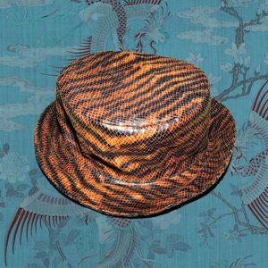 90s Y2K tiger print snake skin textured bucket hat